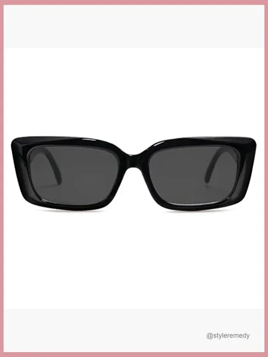 Trendy Rectangular Sunglasses Retro Chunky Angular Frame UV400 Protection - Picture 3 of 6